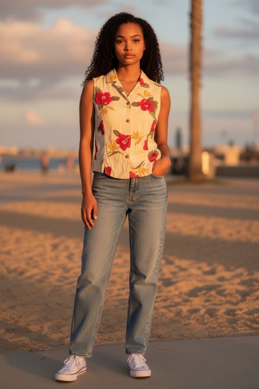 Jamaica Bay Sleeveless Floral Blouse Size M